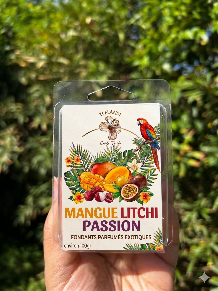 Fondant Parfumé Artisanal "Mangue Litchi Passion" – La Créole Touch par Ti Flanm